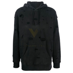 Sudaderas con capucha desgastadas para hombre estilo Streetwear tamaño personalizado MOQ bajo sudadera térmica de tela de algodón de gran tamaño - Product Image 1