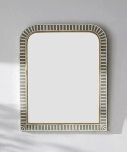 Luxury Handcrafted Bone Inlay Wall <b>Mirror</b> Black And <b>White</b> Floral Crown Design for Modern Home Decor At Low Price - Product Image 4