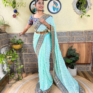 สวยที่สุด1 Min ลำดับ Saree คอลเลกชันกับการสร้างแบบจำลองจริงของเราเองยิง - Product Image 1
