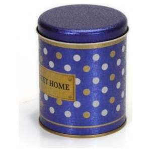 0.6L Tapa de deslizamiento Punto Azul Ø 90x110mm Caja de lata redonda para accesorios de café y té - Product Image 3