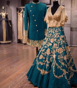 ชุดเจ้าสาว KOTI & LEHENGA,ประดับด้วยลูกปัดแก้วคริสตัลหิน & DABKA ทำงานสำหรับงานแต่งงาน @ 2022 - Product Image 1