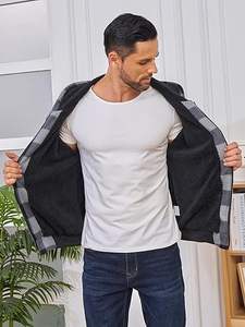 High Street Style Men's Fleece Lined Zipper <b>Hoodie</b> Adults Boys Clothing Plaid Design <b>Sherpa</b> Fleece <b>Hoodies</b> For Male - Product Image 4