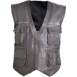 2025 Chaleco de cuero sin mangas de lona ecológico para hombre, ropa de calle de estilo informal, ropa exterior de invierno a prueba de viento, precio al por mayor - Product Image 1