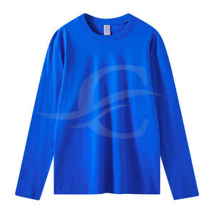 Nuevo diseño 100% algodón suave en blanco personalizado cuello redondo hombres de gran tamaño manga larga Camiseta sólida 220g transpirable - Product Image 2