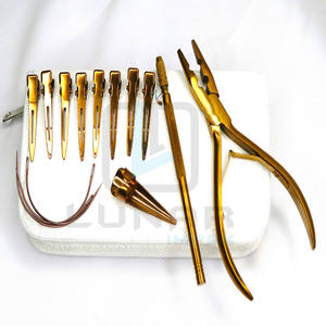 Kit d'outils d'extension de cheveux Plasma or rose avec étiquetage de logo de marque personnalisé sur les outils et kit d'étui en cuir PVC - Product Image 2