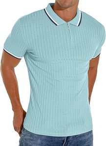 Polo de qualité supérieure côtelé à la mode T-shirt pour hommes vêtements de sport unis ample régulier Slim Fit T-shirt pour hommes Chemises polo respirantes - Product Image 6