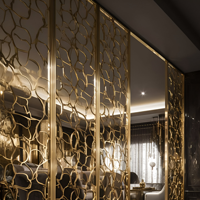 Paravent Rétractable de Luxe en Alliage d'Aluminium Doré, Design Art Déco Découpé au Laser, Technologie de Panneau pour Salon, Bureau et Espaces de Vie