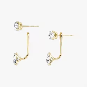 Elegante 10K oro forma ovalada laboratorio cultivado diamante pendientes moda todos los días comodidad joyería declaración-hacer brillo regalo perfecto para - Product Image 6