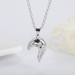 Ciondolo coppia in argento Sterling S925 sono magneticamente attratti l'uno dall'altro semplice ciondolo a forma di amore bacio cuore - Product Image 4