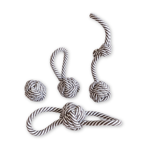 Ensemble de jouets à mâcher pour animaux de compagnie en corde noire et blanche - Product Image 1