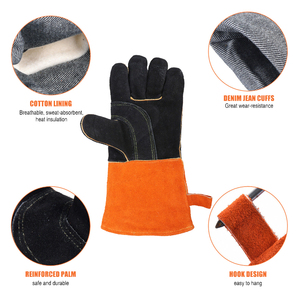 Guantes de soldadura de cuero dividido de piel de vaca Premium 100%, guantes de seguridad anticorte más vendidos para guantes de cuero para hombres - Product Image 6
