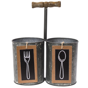 Bottle Galvanised Caddy Organizer With Handles for Condiments Products Countertop <b>Utensil</b> Caddy for Parties for Napkins Plates - Product Image 1