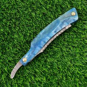 Navaja de afeitar recta de acero de Damasco personalizada de alta calidad, navajas de afeitar Bikini de grado DIY hechas a mano con mango de madera, soporte OEM - Product Image 4