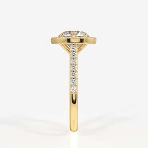 Lab Grown Round Cut <b>Diamond</b> <b>Ring</b> with 14k Gold Halo Engagement Handcrafted <b>Diamond</b> <b>Rings</b> - Product Image 3
