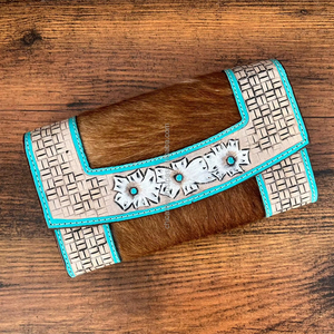 Venta al por mayor de fábrica nueva moda de lujo cuero mecanizado a mano RFID tarjetero carteras para mujer cuero de vaca genuino bolso de mano - Product Image 4