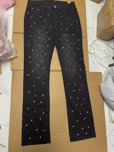 Pantalones vaqueros de talla grande de alta calidad para hombre, logotipo personalizado, moda Vintage, estilo recto, cintura media, característica impermeable, venta al por mayor - Product Image 3