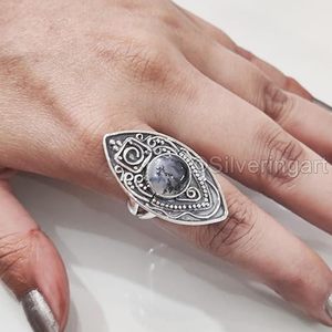 Womens <b>Ring</b> Natural Dendritic <b>Opal</b> Gemstone October Birthstone Bohemian <b>Ring</b> Christmas Handmade Jewelry 925 Sterling Silver <b>Ring</b> - Product Image 5