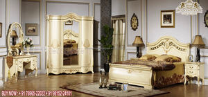 Cama King Size de Madera Maciza de Lujo Real, Diseño Dorado con Tallado Pesado, Cama King de Lujo con Acabado Dorado Antiguo Artesanal - Product Image 6