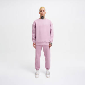 ชุดเสื้อสเวตเตอร์เฮฟวี่เวทของผู้ชายชุดวอร์มกีฬาคอกลม2ชิ้นสำหรับฤดูหนาวสไตล์ล่าสุด - Product Image 1