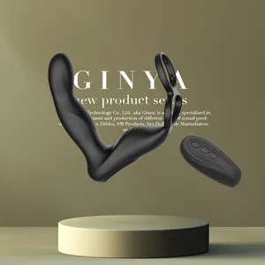 GINYA Plug Anal Vibratório para Homens Vibrador De Silicone Macio Com Controle Remoto Brinquedo Do Sexo Femme Butt Anal Plug Anel Do Galo Masculino