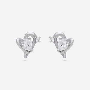 92.5 <b>Silver</b> <b>Stud</b> <b>Earrings</b> Heart Shaped 191575 for Gift - Product Image 6