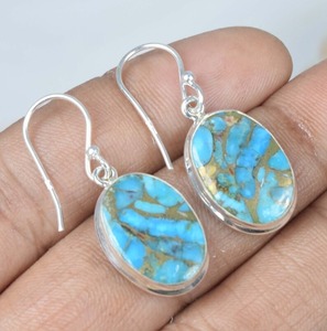 Turquesa Azul Cobre, Plata de Ley 925, Gema, Piedra de Nacimiento de Diciembre, Joyería Hecha a Mano, Forma Ovalada, Regalo de Boda, Moderno - Product Image 2