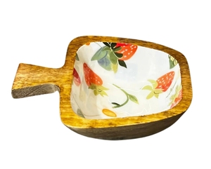 Strawberry Delight Platter Wooden Apple Shaped Fruit Plate Tray Serving Tray Snack Storage Elegant Kitchen Tableware - Product Image 4