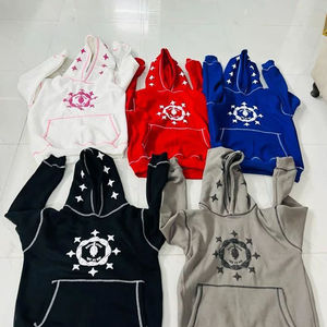 Vente en gros de sweats à capuche 100% coton de haute qualité sweats à capuche imprimés numériques en détresse pour hommes Designer White Boxy Cropped Graphic - Product Image 4