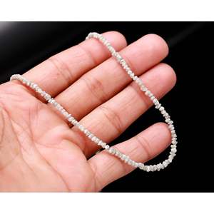 Collar de Diamantes Grises sin Cortar, Collar de Diamantes en Bruto con Cuentas en Plata, Collar de Diamantes sin Cortar a la Moda - Product Image 4