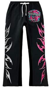 Custom Heavyweight Acid Wash Flared Sweatpants and Hoodie <b>Sets</b> Men Embroidery Streetwear Tracksuit Rhinestone Cropped Sweatsuit - Product Image 5