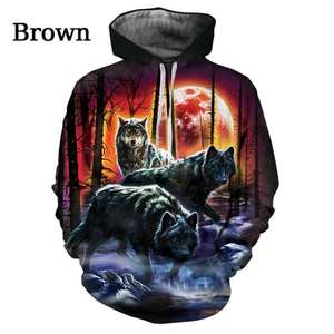 Graphic Wolf Hombres Moda 3D Imprimir Sudadera con capucha Deportes Vacaciones al aire libre Sudaderas con capucha Manga larga Con capucha Imprimir Bolsillo frontal Sudadera - Product Image 6