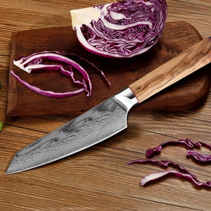 Venta al por mayor, pedidos a granel personalizados, servicio OEM ODM, cuchillo de Chef de cocina japonés profesional, cuchillo afilado de Chef de Damasco, hoja fija - Product Image 5