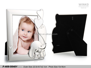 Cadre photo en métal Winko HEART ELEPHANT, cadre photo 13x18 cm, "Cœur Éléphant", avec 4 pièces en cryolithium transparent, avec époxy, nickel - Product Image 1