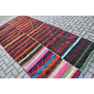 Turkish Vintage Rug, Large 4.7x10.1 ft (143x307 cm) Rug, <b>Red</b> Abstract <b>Wool</b> Rug - Product Image 4
