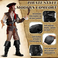 Bottes médiévales de pirate de la Renaissance, faites à la main en cuir PU, motif arc-en-ciel, chaussures de costume d'Halloween, objet de collection artistique pour hommes