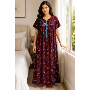 Evolove Women's Premium Rayon Modal Nightwear-Breathable Free Size Homewear Coffee Brown - Product Image 1