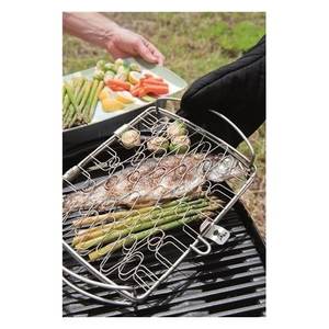 Grille de barbecue en acier inoxydable pour poisson (46x28x5.6cm) - Accessoire de barbecue chromé poli - Product Image 2