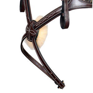 Brida de caballo de cuero negro de lujo, costura decorativa blanca, herrajes dorados, entrenamiento de doma, equitación, suave acolchado, cómodo - Product Image 4