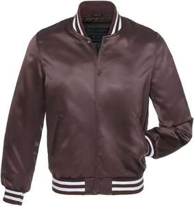 Chaqueta Bomber Varsity de béisbol personalizada para hombre, chaqueta de satén con forro acolchado, logotipo bordado, cuello levantado, Material de lona para invierno - Product Image 1