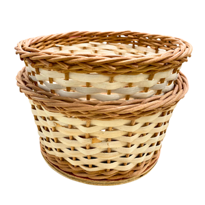 Panier de rangement en rotin fait main avec base en bois pour l'organisation de la cuisine, artisanat du Vietnam - Product Image 1