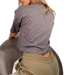 Camiseta Corta de Mujer Fabricada en Pakistán 2025, Cuello Redondo, Manga Corta, Casual, Ajustada, Transpirable, Tejido de Punto de Spandex/Poliéster - Product Image 6