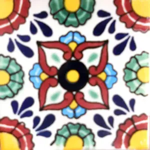 90 azulejos de porcelana esmaltada mexicana para uso en piso interior para dormitorios ladrillo refractario Talavera México cerámica Uso de piso de pared # C090 - Product Image 1