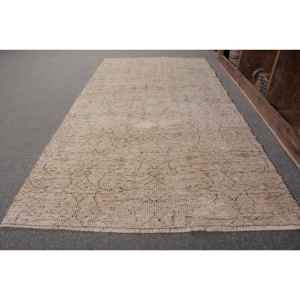 พรมปูพื้นสไตล์ตุรกีโบราณสีเบจแบบเรียบง่ายงานเย็บปะทำด้วยมือขนาด3.5 x 6.6ft ขนแกะขนเฟอร์ขนเฟอร์ทรงสี่เหลี่ยมผืนผ้าพรมสำหรับห้องยางพาราดีไซน์โถงทางเดิน - Product Image 2