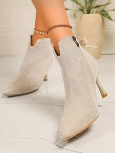 Botines de tacón alto para mujer a la moda de fiesta de otoño estilo occidental con estampado múltiple con cierre de cremallera y Tacón cuadrado antideslizante - Product Image 2