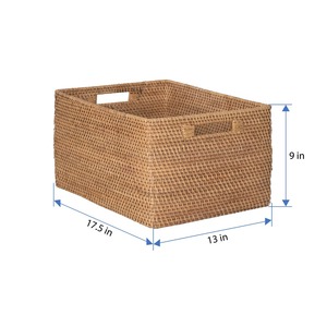 Rectangular rattan <b>basket</b> in boho style Handmade <b>Storage</b> <b>Basket</b> Wholesale eco-friendly Made in Viet Nam - Product Image 2