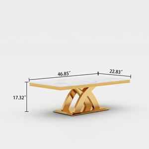 Nouvelle table basse design moderne et créative, couleur or avec marbre pour salon - Product Image 2