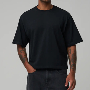 เสื้อยืดครอปทรงโอเวอร์ไซส์ ผ้าคอตตอน 100% แบบถัก สไตล์ลำลอง สำหรับผู้ชาย  แบบเรียบ  ย้อมสีพื้น  สามารถสั่งทำได้ - Product Image 1