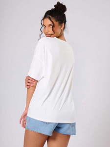 Lainey for Women's Casual Summer Knitted T-shirt Longhorn <b>Skull</b> Print Short Sleeve Slim Fit 100% Cotton Comfort Fit - Product Image 5