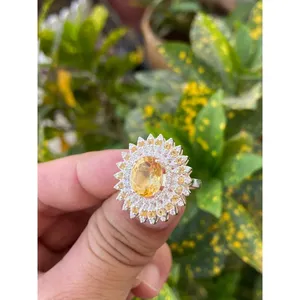 <b>925</b> <b>Silver</b> Natural Citrine <b>Ring</b> Oval Cut Topaz Garnet Yellow Gold Platinum Jewelry Fine Fashion Gemstone <b>Ring</b> for Everyday Wear - Product Image 2