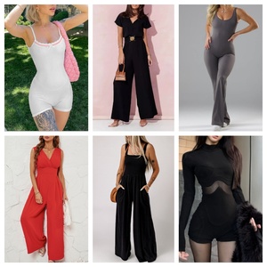 Combinaison de boîte de nuit à la mode 2025 avec manches longues et jambes larges Longueur irrégulière douce et profonde colorée avec poches-pour le yoga - Product Image 4